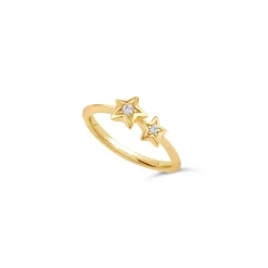 Dinny Hall Bijou Duo Star Recycled Gold Diamond Pinky Ring