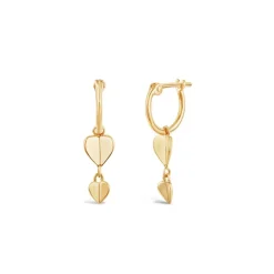 Dinny Hall Bijou Solid Gold Folded Heart Drop Hoops