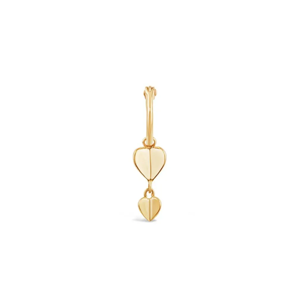 Dinny Hall Bijou Solid Gold Single Folded Heart Hoop