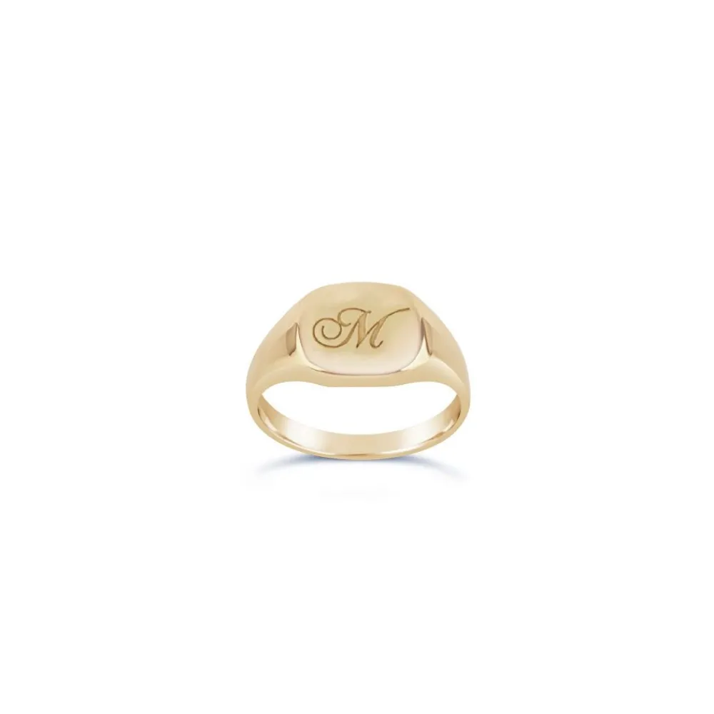 Dinny Hall Cushion Solid Gold Engraved Signet Pinky Ring
