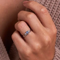 Dinny Hall Elyhara 18K Fine Blue Sapphire & Diamond Small Trilogy Ring