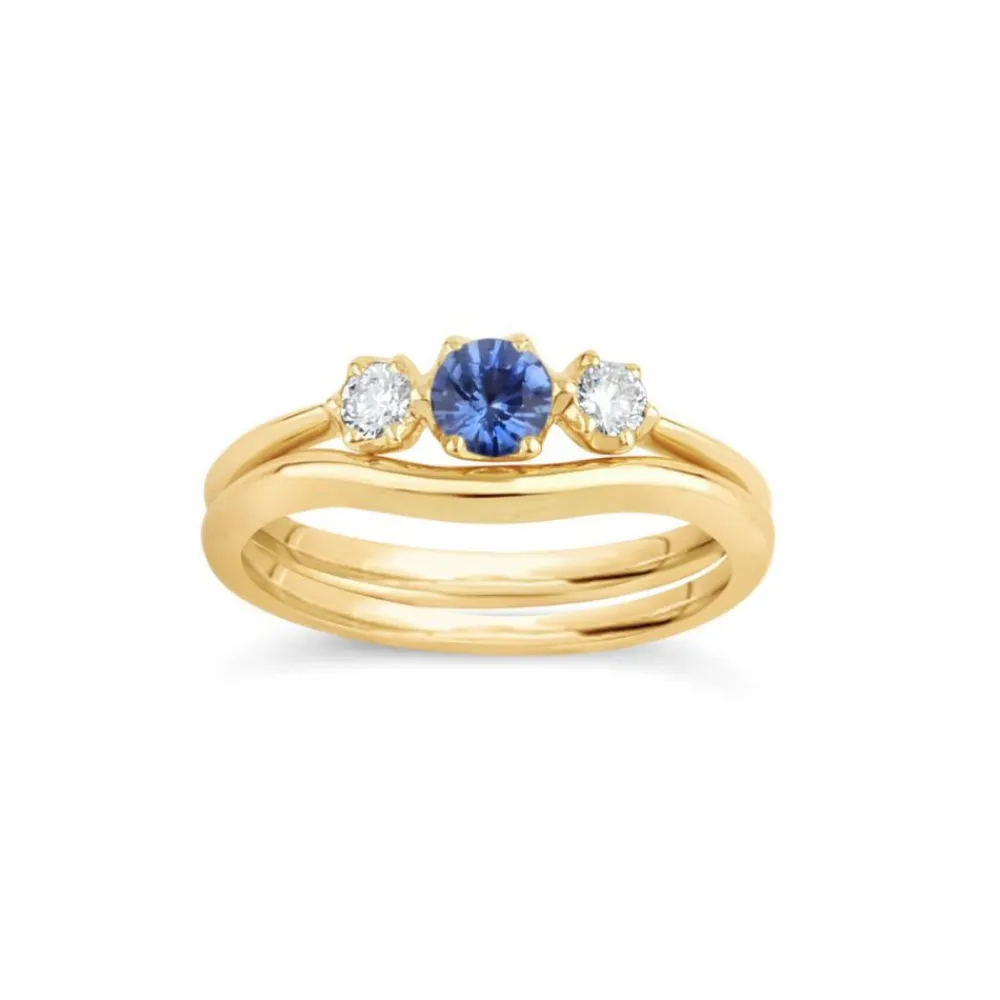 Dinny Hall Elyhara 18K Fine Blue Sapphire & Diamond Small Trilogy Ring