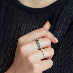 Dinny Hall Elyhara 18K Fine Teal Sapphire Five Stone Ring
