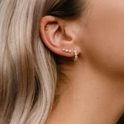 Dinny Hall Elyhara 14K Gold Diamond Trio Studs