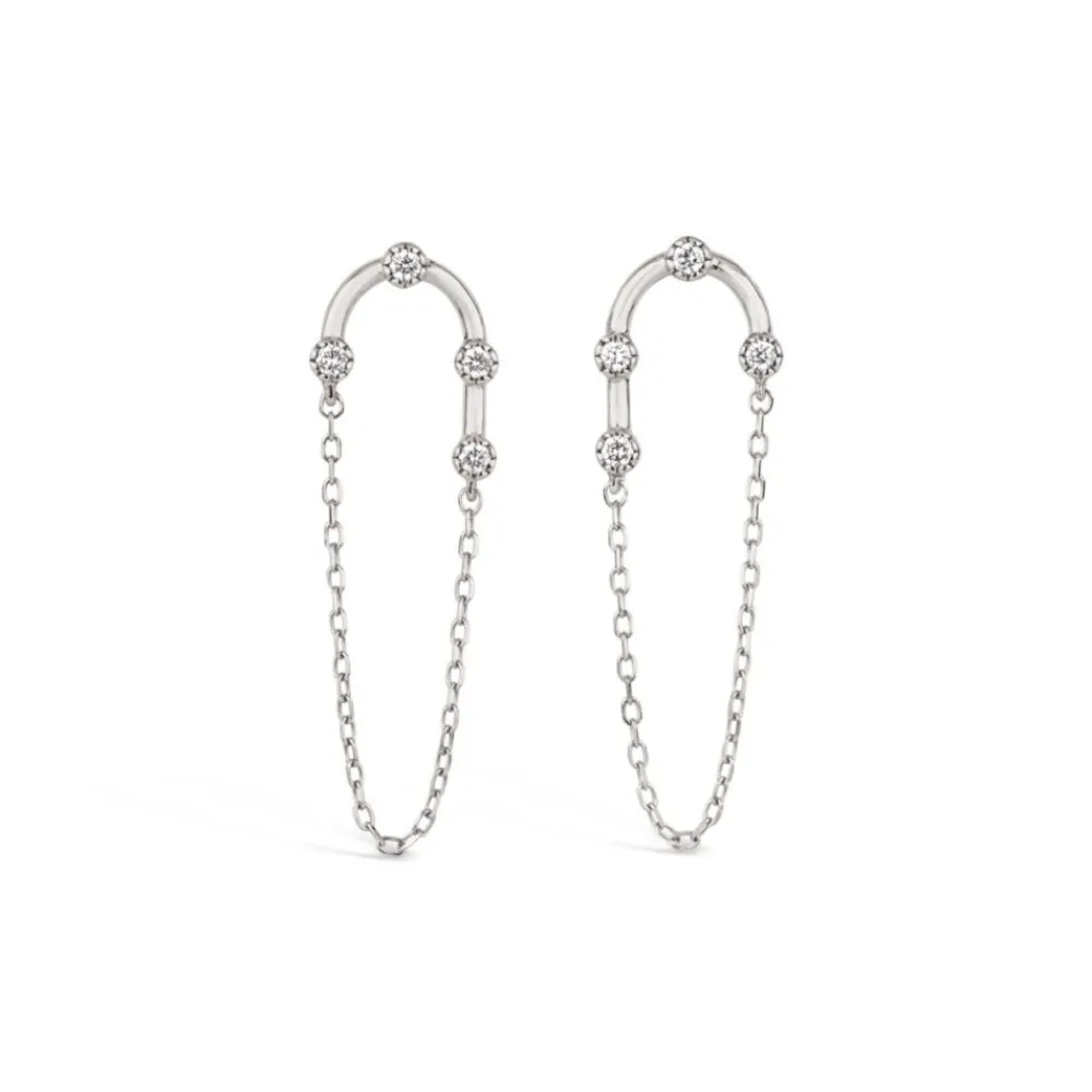 Dinny Hall Forget Me Not 9K Diamond Chain Drop Earrings