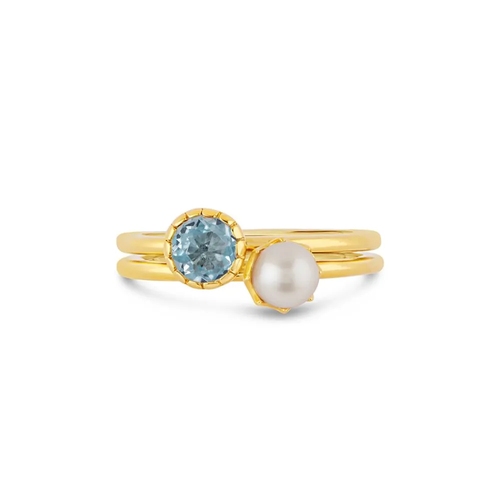 Dinny Hall Gem Drop Freshwater Pearl Stacking Ring