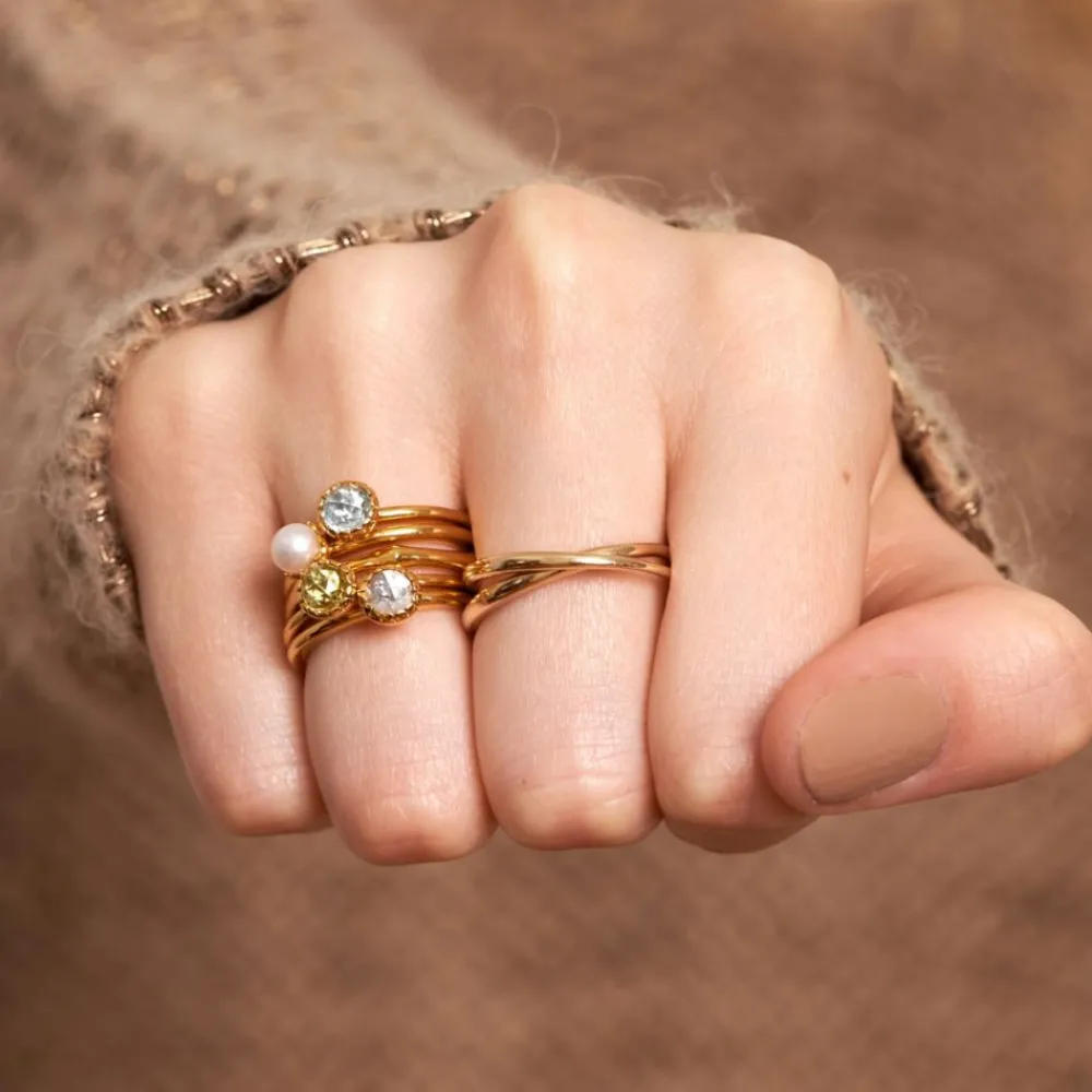 Dinny Hall Gem Drop Freshwater Pearl Stacking Ring