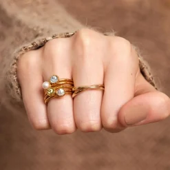 Dinny Hall Gem Drop Rose Cut Stacking Ring