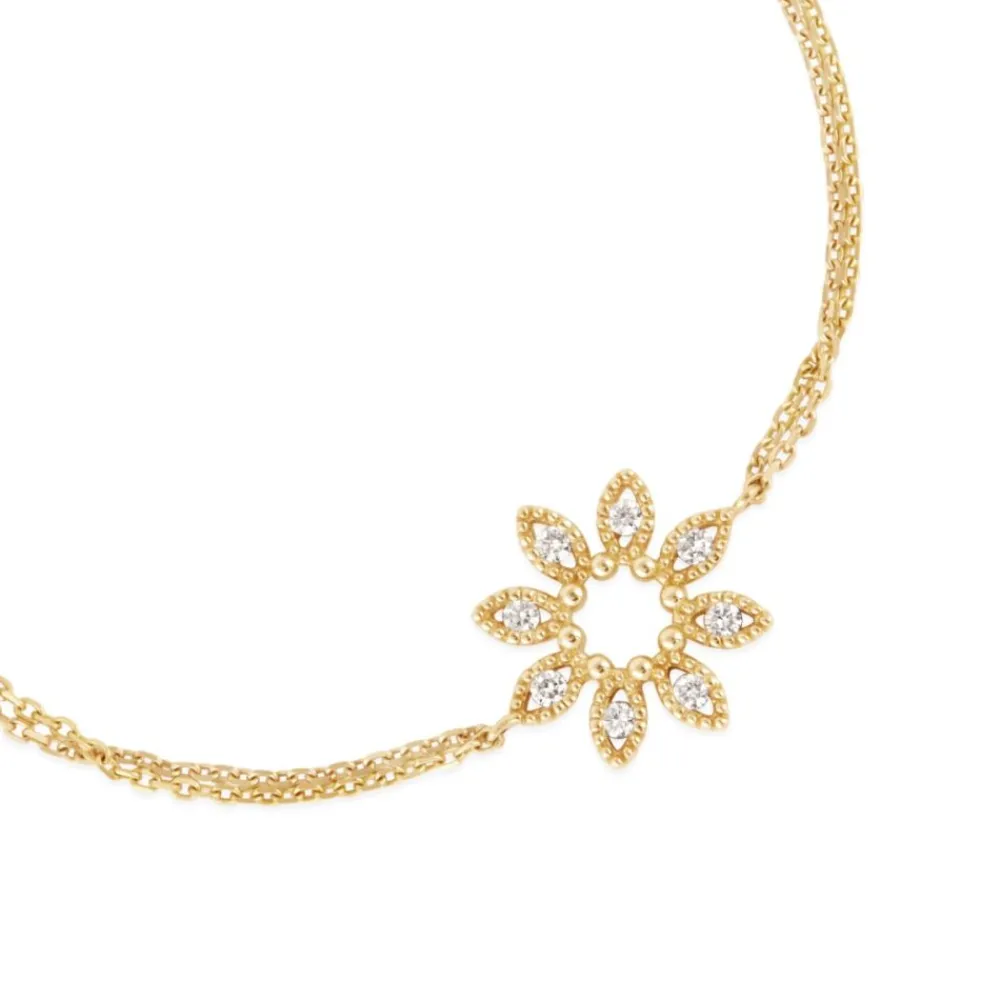 Dinny Hall 14K Diamond Jasmine Flower Wristlet