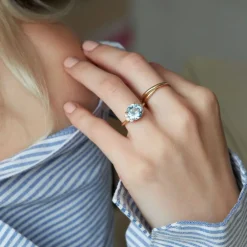 Dinny Hall Krista 18K Fine Aquamarine And Brilliant Cut Diamond Ring
