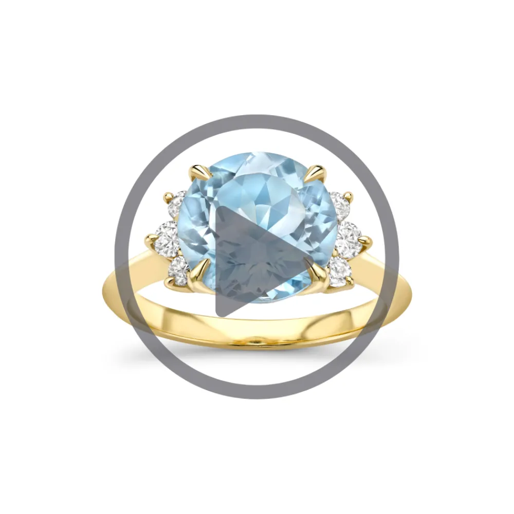 Dinny Hall Krista 18K Fine Aquamarine And Brilliant Cut Diamond Ring