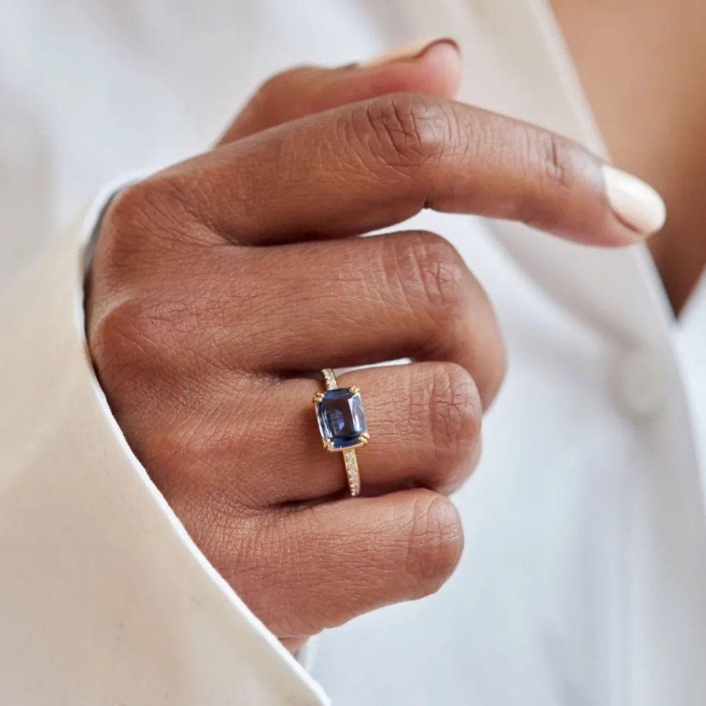 Dinny Hall Laura 18K Fine Twilight Blue Sapphire & Diamond Ring