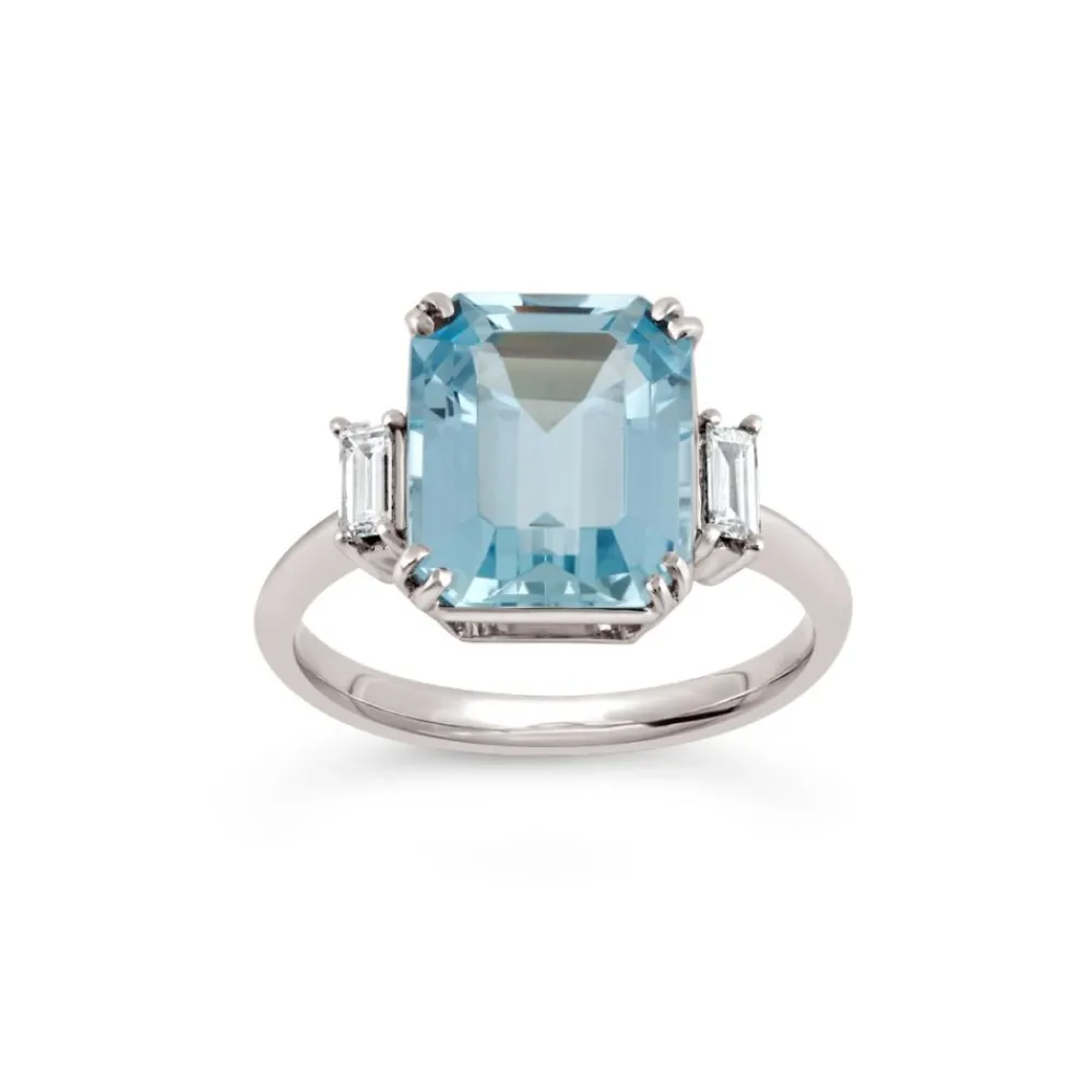 Dinny Hall Mae West 18K Fine Aquamarine & Diamond Ring