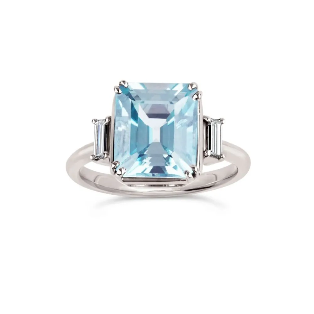 Dinny Hall Mae West 18K Fine Aquamarine & Diamond Ring
