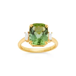 Dinny Hall Mae West 18K Gold Fine Mint Green Tourmaline & Diamond Ring