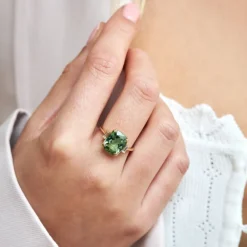 Dinny Hall Mae West 18K Gold Fine Mint Green Tourmaline & Diamond Ring