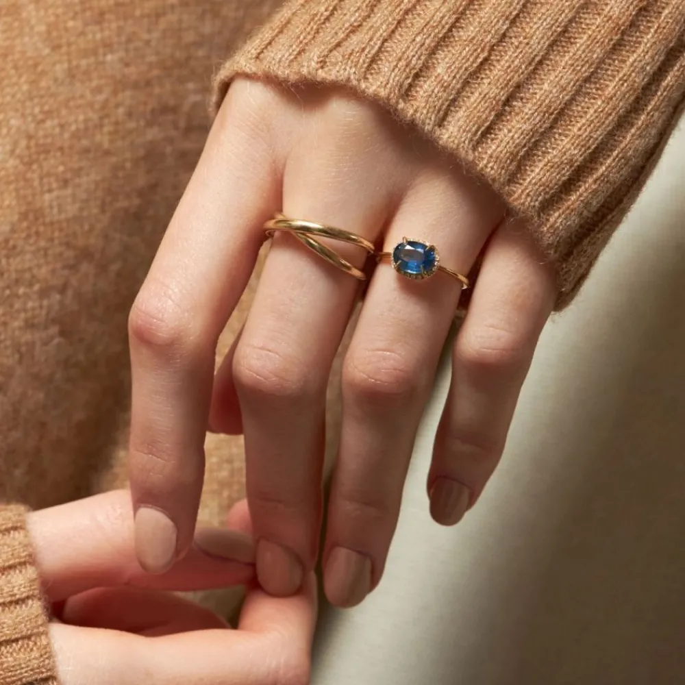 Dinny Hall Mia 18K Fine Navy Blue Sapphire & Diamond Ring