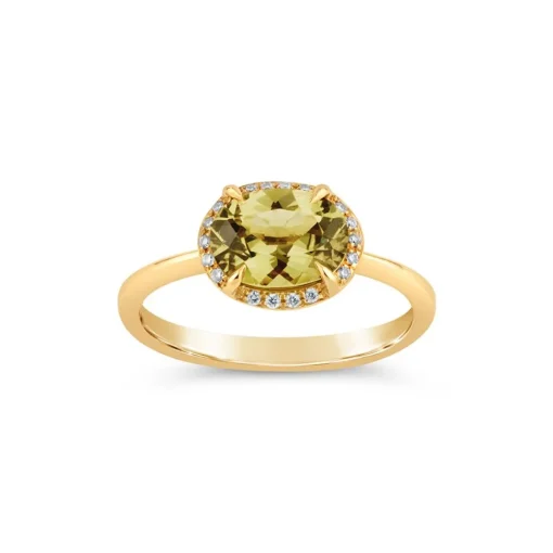 Dinny Hall Mia 18K Fine Olive Green Sapphire & Brilliant Cut Diamond Ring