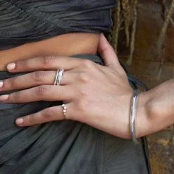 Dinny Hall Mini Curve Recycled Gold Diamond Pinky Ring