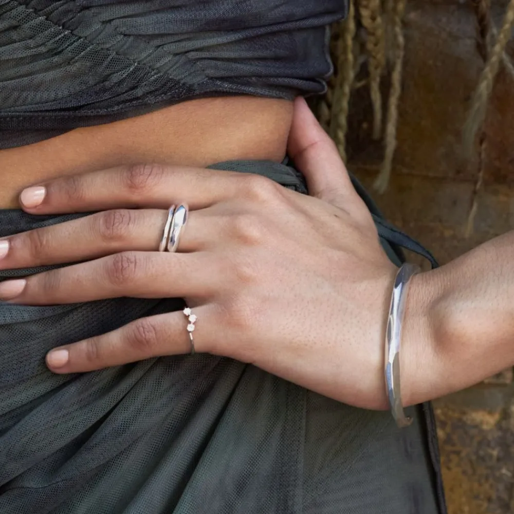 Dinny Hall Mini Curve Recycled Gold Diamond Pinky Ring