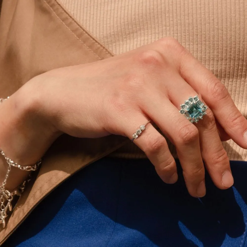 Dinny Hall Mini Ellie Trio Recycled Gold Diamond Pinky Ring