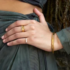 Dinny Hall Mini Ellie Trio Recycled Gold Diamond Pinky Ring