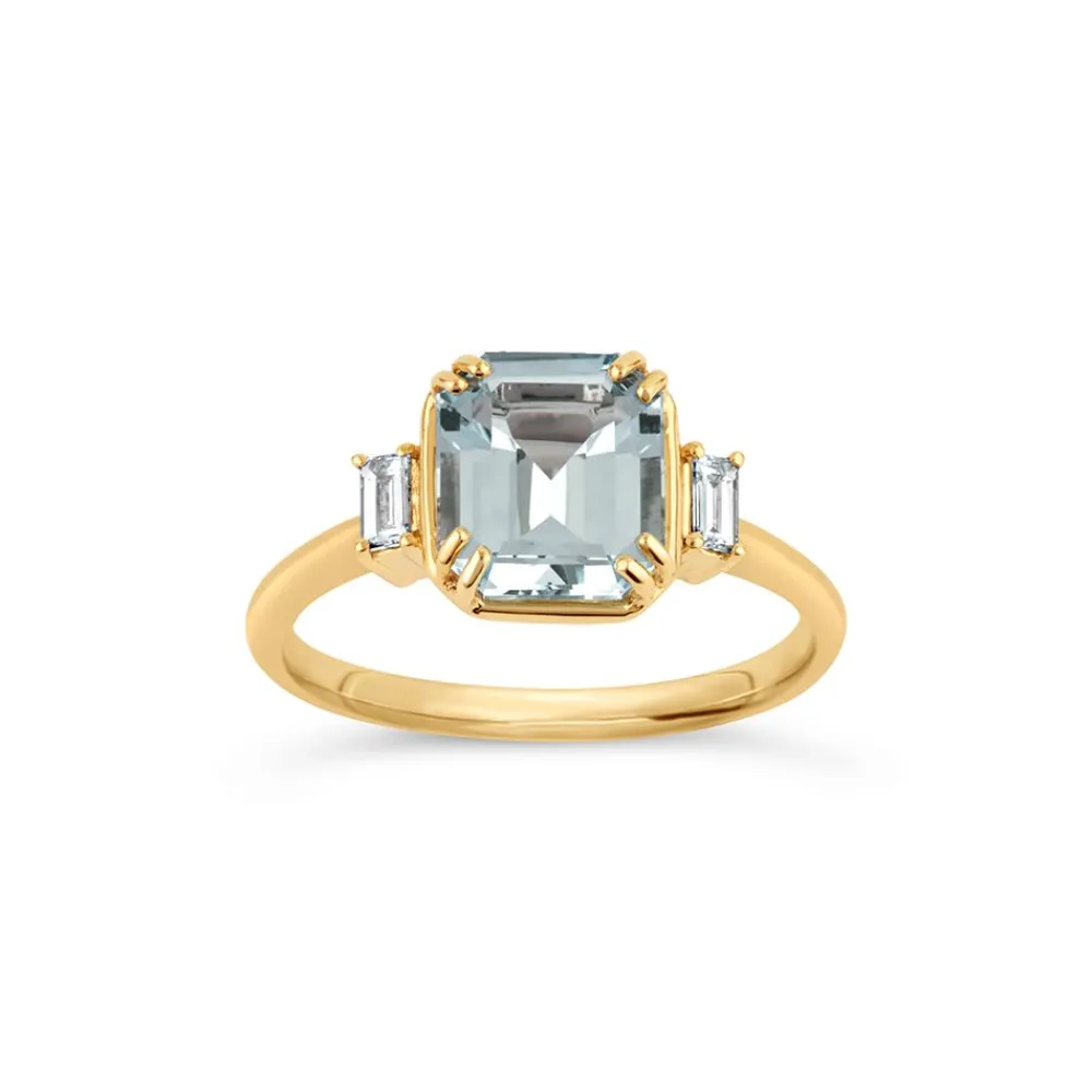 Dinny Hall Mini Mae West 18K Fine Aquamarine & Diamond Ring