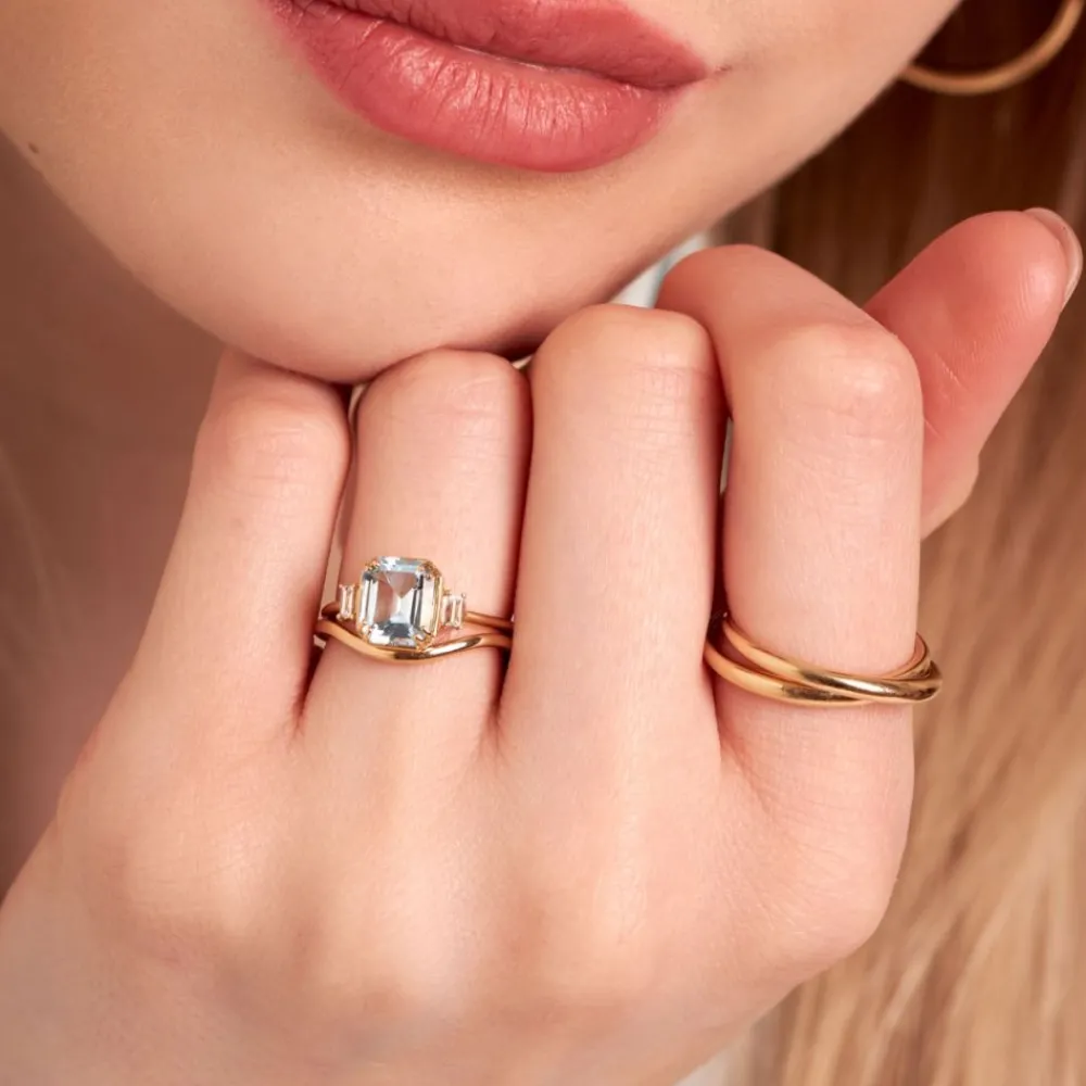 Dinny Hall Mini Mae West 18K Fine Aquamarine & Diamond Ring
