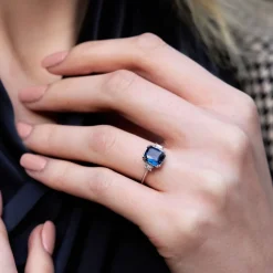 Dinny Hall Mini Mae West 18K Fine Deep Velvet Blue Sapphire & Diamond Ring