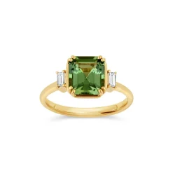 Dinny Hall Mini Mae West 18K Fine Lime Green Tourmaline & Diamond Ring
