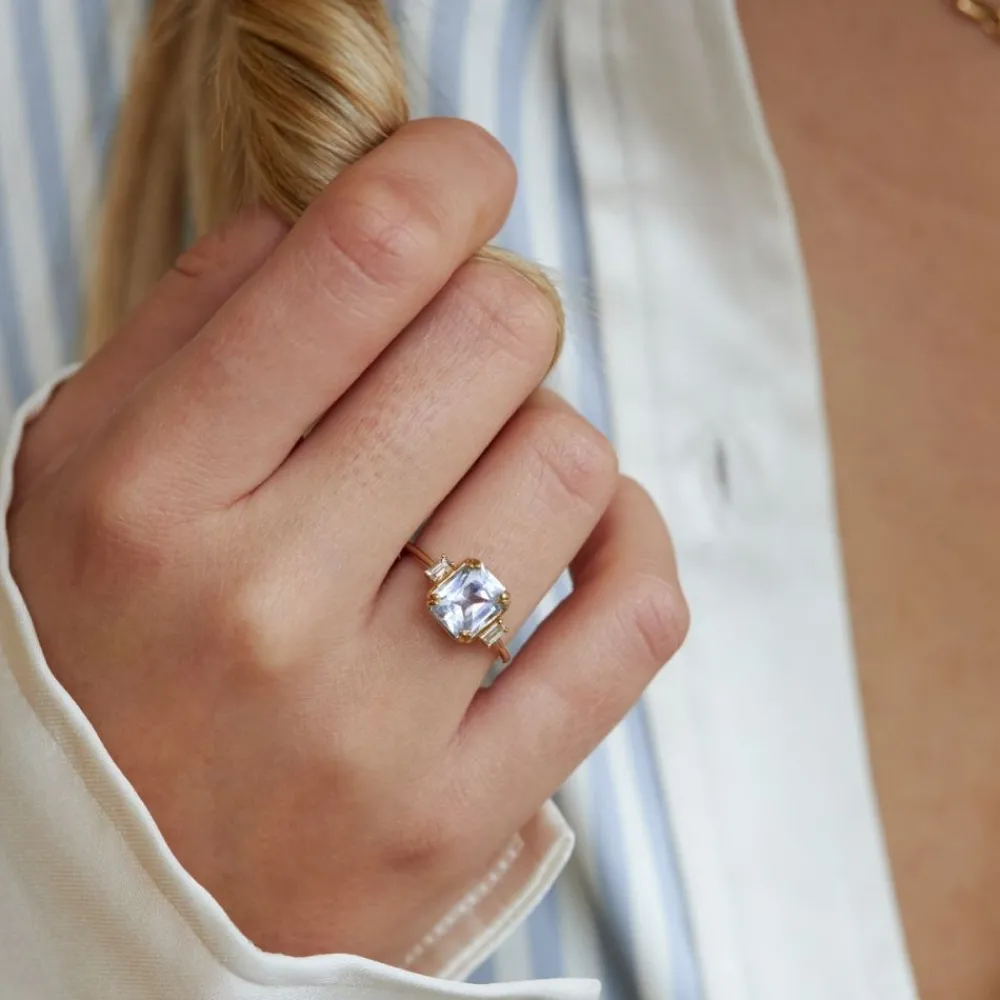 Dinny Hall Mini Mae West 18K Fine Periwinkle Blue Sapphire & Diamond Ring