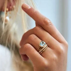Dinny Hall Sheba Cushion 18K Fine Aquamarine & Diamond Ring