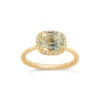 Dinny Hall Sheba Cushion 18K Fine Bi-Colour Parti Blue Lemon Sapphire & Diamond Ring