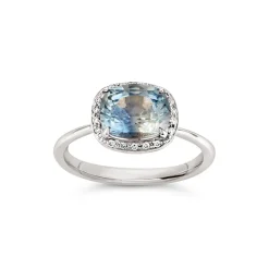 Dinny Hall Sheba Cushion 18K Fine Light Blue Sapphire & Diamond Ring
