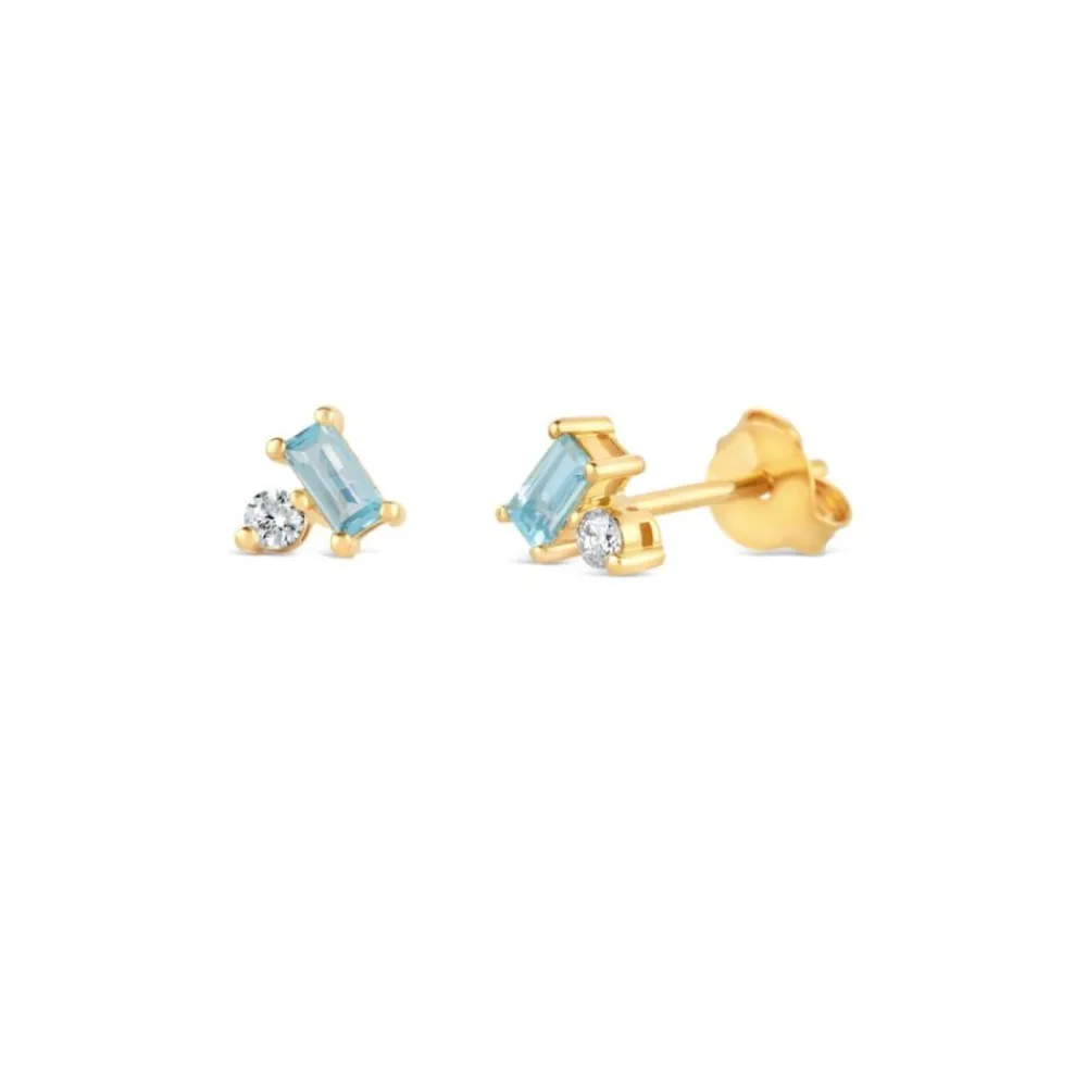 Dinny Hall Shuga Gemstone Baguette & Created Diamond Studs