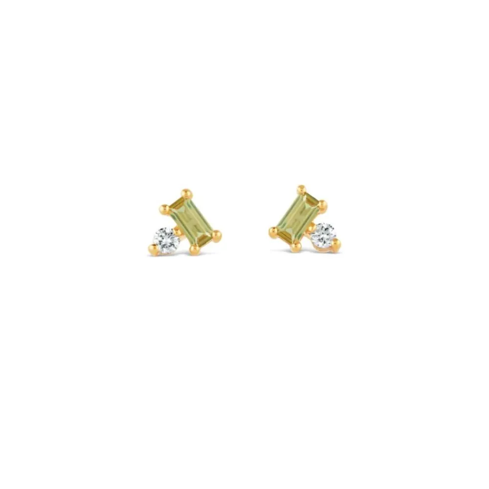 Dinny Hall Shuga Gemstone Baguette & Created Diamond Studs