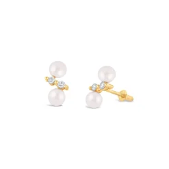 Dinny Hall Shuga 14K Double Pearl & Diamond Studs