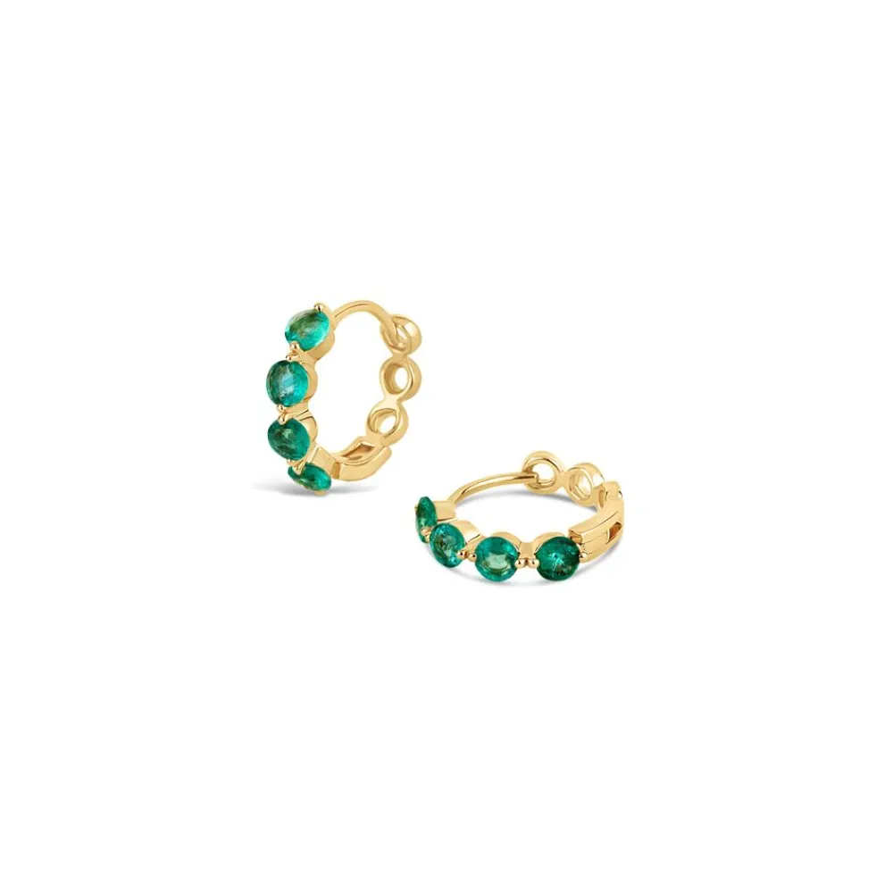 Dinny Hall Shuga 14K Gold Emerald Huggie Hoops