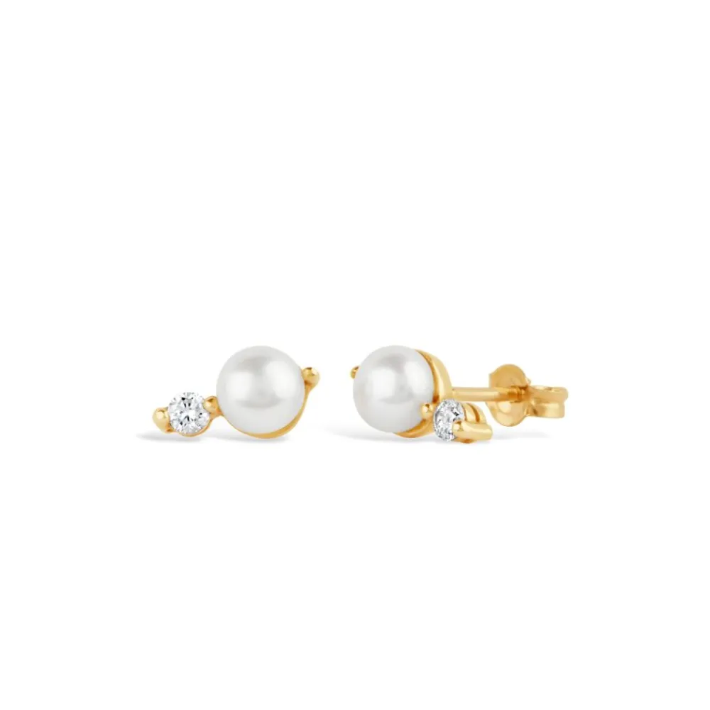 Dinny Hall Shuga 14K Gold Pearl & Diamond Studs