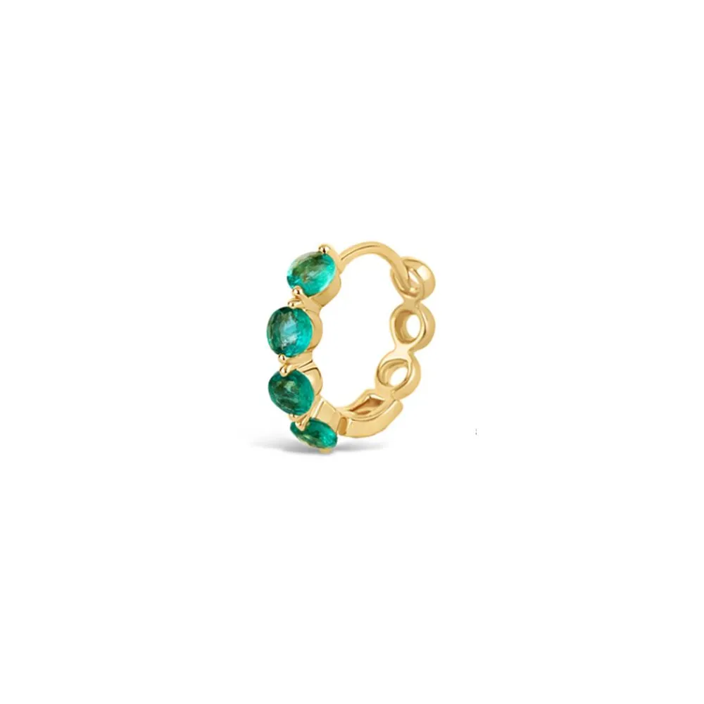 Dinny Hall Shuga 14K Gold Single Emerald Huggie Hoop