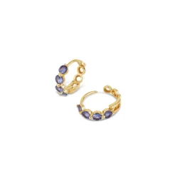 Dinny Hall Shuga 14K Gold Tanzanite Huggie Hoops