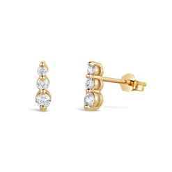 Dinny Hall Shuga 14K Gold Tapering Triple Diamond Studs