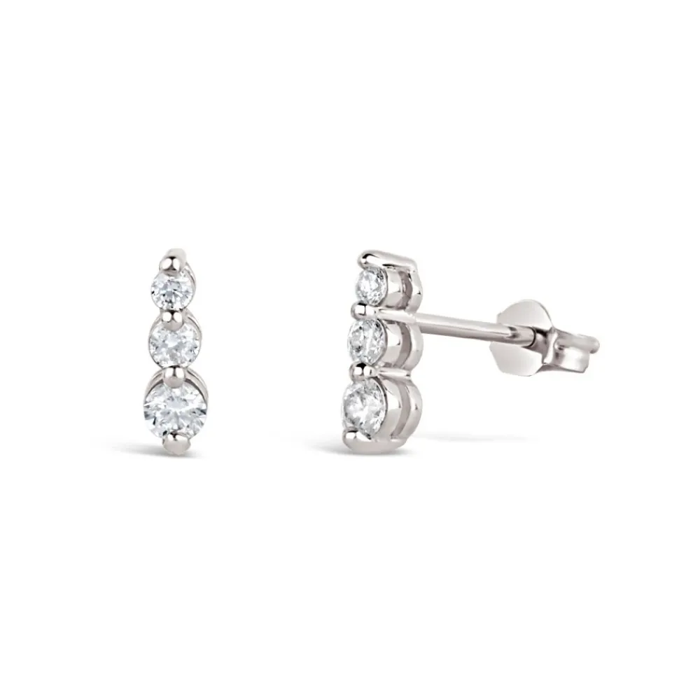 Dinny Hall Shuga 14K Gold Tapering Triple Diamond Studs
