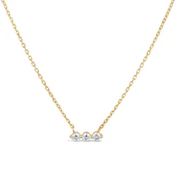 Dinny Hall Shuga 14K Gold Three Stone Diamond Bar Necklace
