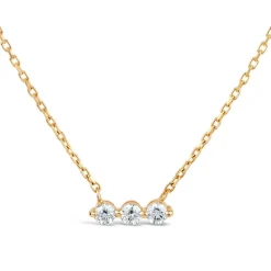 Dinny Hall Shuga 14K Gold Three Stone Diamond Bar Necklace