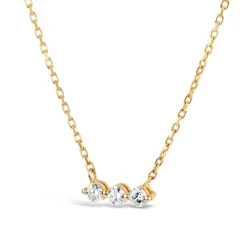 Dinny Hall Shuga 14K Gold Three Stone Diamond Bar Necklace