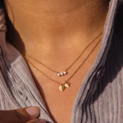 Dinny Hall Shuga 14K Gold Three Stone Diamond Bar Necklace