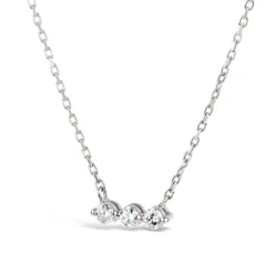 Dinny Hall Shuga 14K Gold Three Stone Diamond Bar Necklace