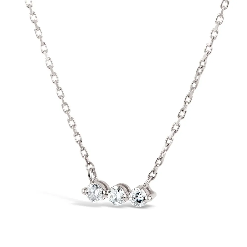 Dinny Hall Shuga 14K Gold Three Stone Diamond Bar Necklace