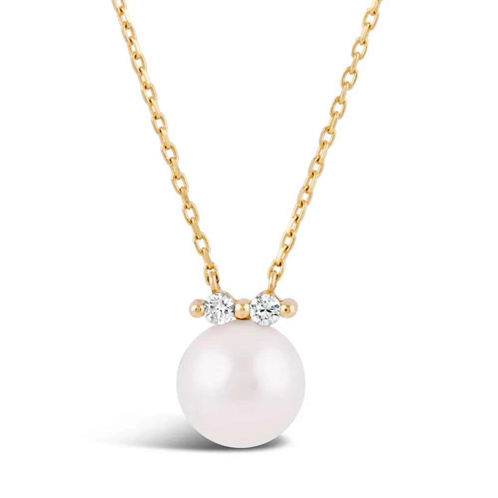 Dinny Hall Shuga 14K Pearl & Double Diamond Pendant